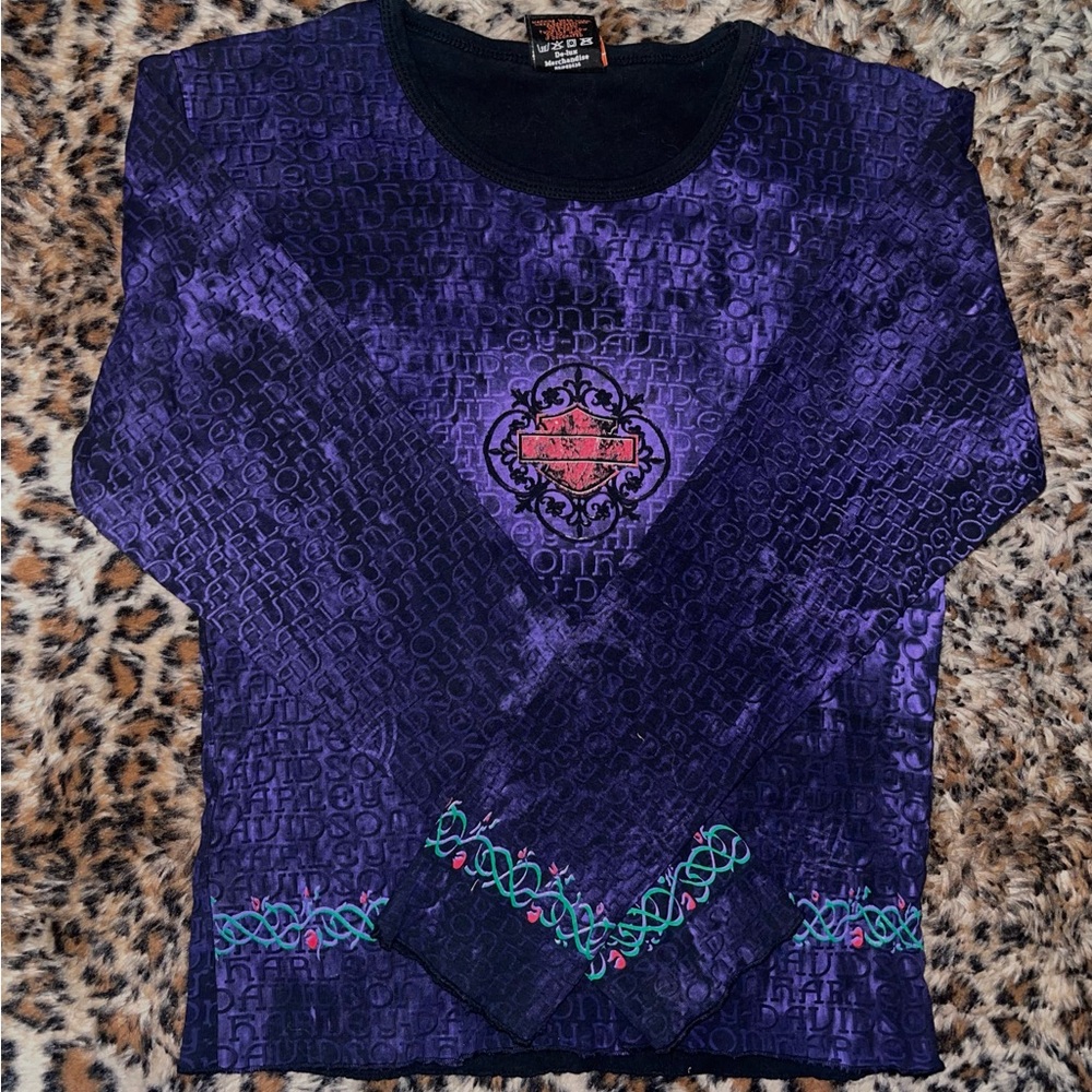 Harley-Davidson Purple Long Sleeve Top with Green